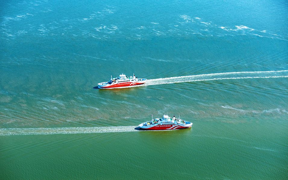 Syltfähre im Wattenmeer zwischen Sylt und Dänemark